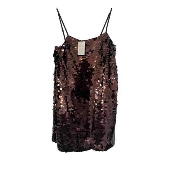 NWT A New Day Sequin Mini Dress Womens 1X Y2K Glam Party Event Hoco Brown - Picture 1 of 16